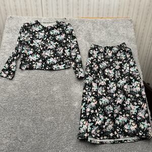 Vintage 90s Floral Skirt Set Womens Cottagecore Romantic Dark Academia Prairie